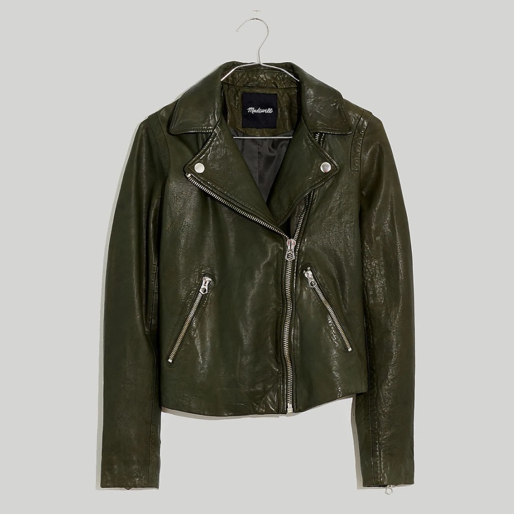 Madewell Women Washed Leather Motorcycle Jacket